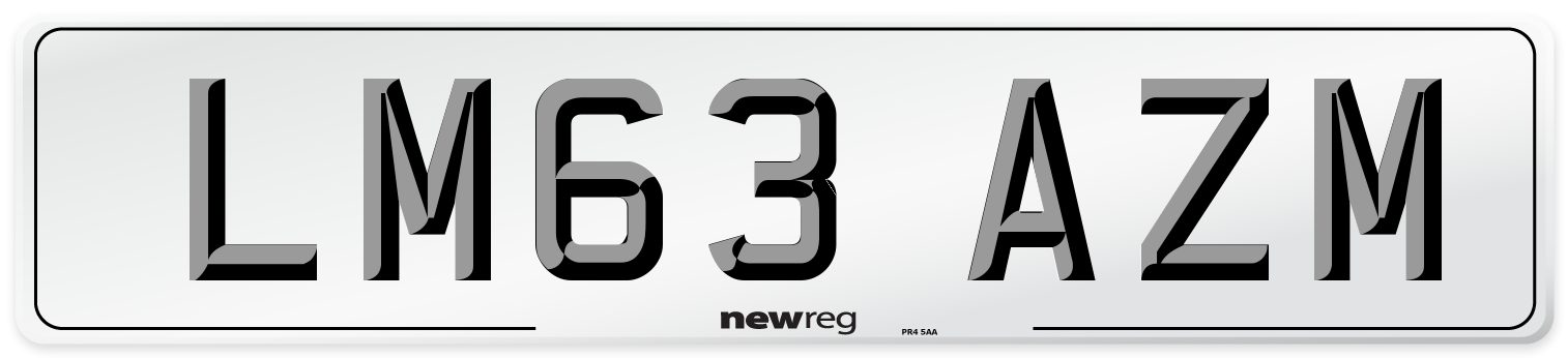 LM63 AZM Number Plate from New Reg